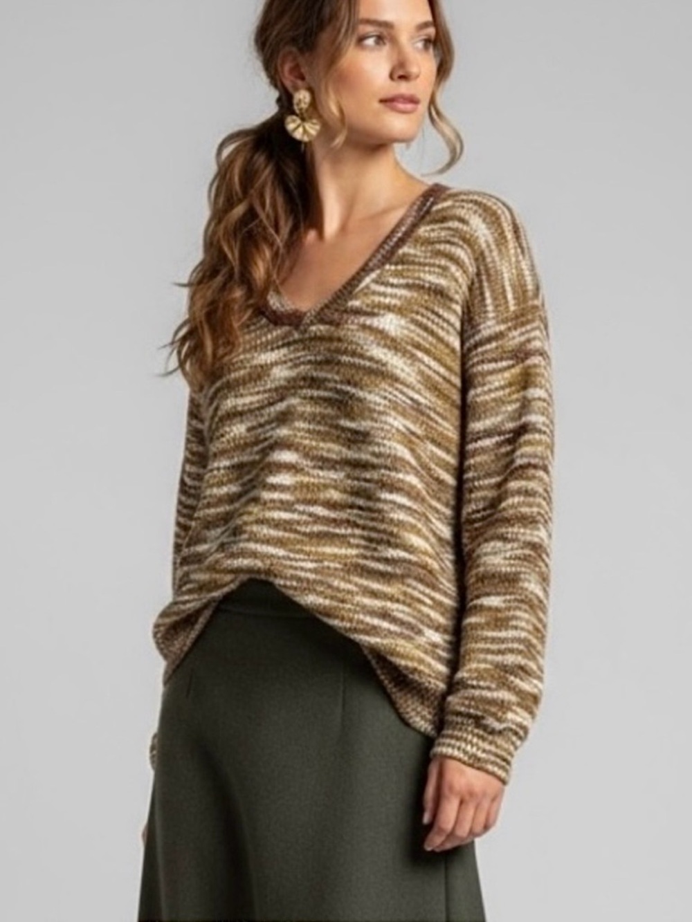 NWT Matta NY Merino Wool Sweater SZ M V-Neck Made In Peru Boho Cottage Cozy
